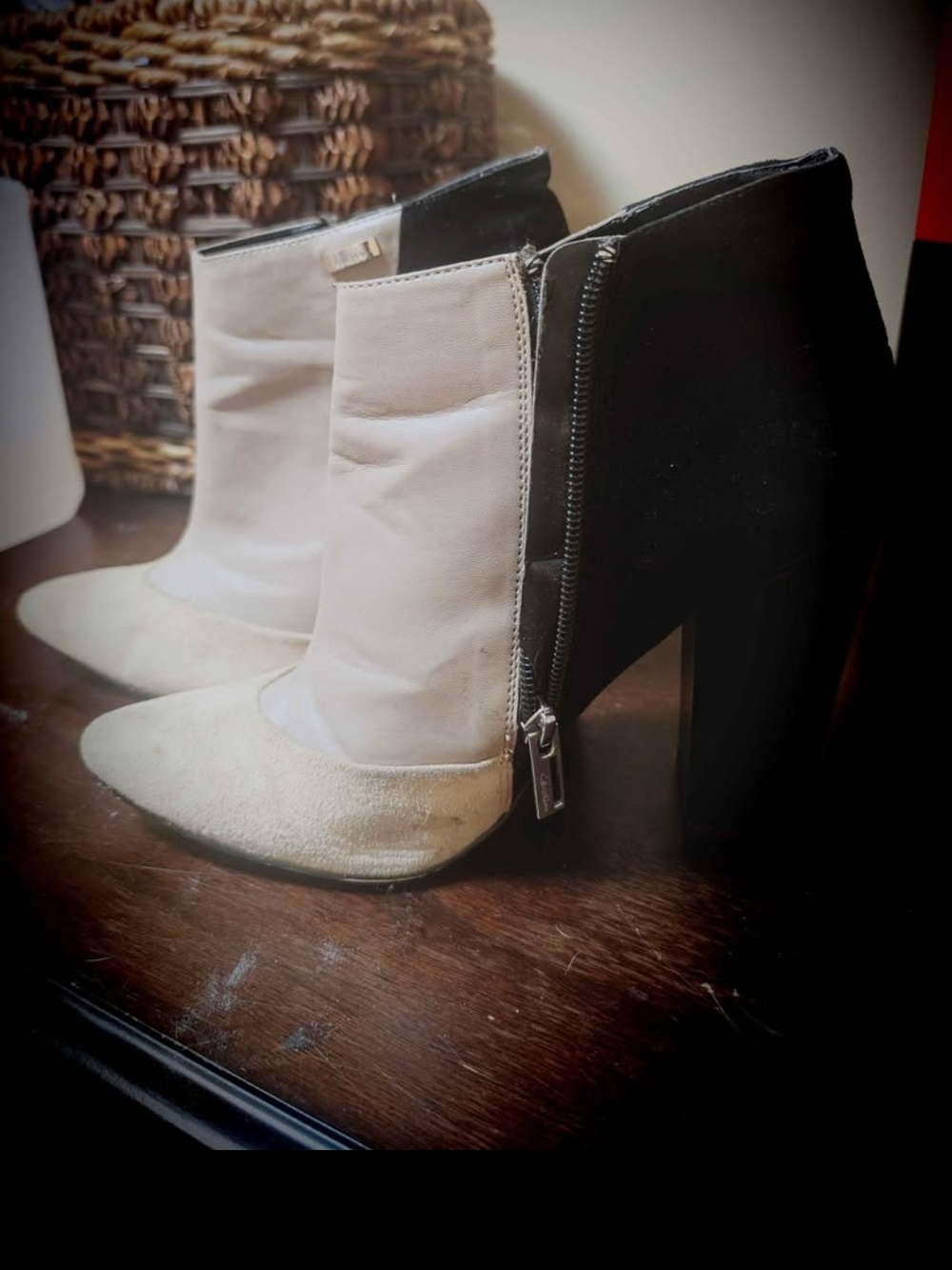 Calvin Klein Size 8.5 -9 Black and Cream Women's Ankle Booties